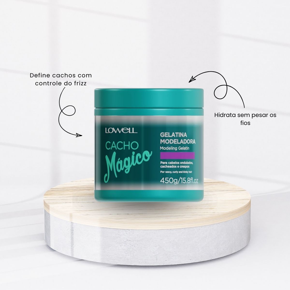 Ativador De Cachos Lowell Cacho Mágico Gelatina para Cabelo Cacheado 450 g