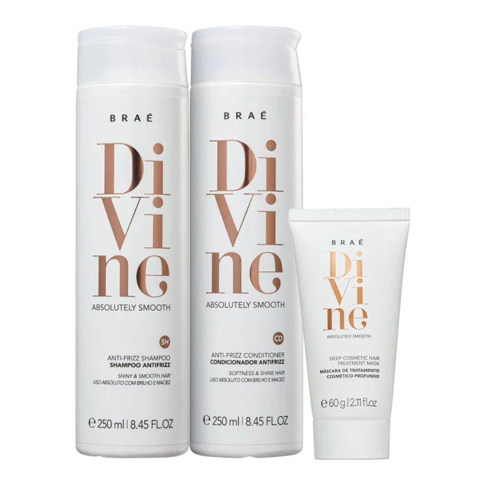Kit Braé Divine Shampoo 250 ml + Condicionador 250 ml + Máscara 60 ml