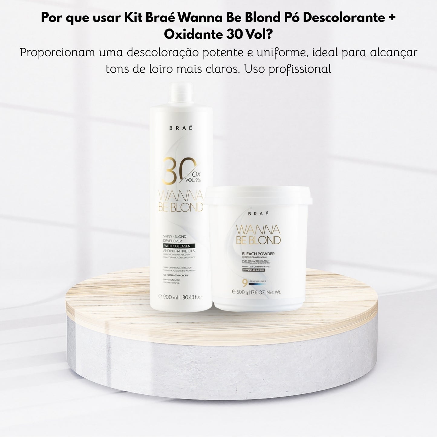 Kit Braé Wanna Be Blond Pó Descolorante 500 g + Oxidante 30 Vol. 900 ml