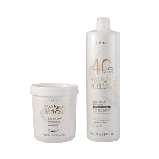 Kit Braé Wanna Be Blond Pó Descolorante 500 g + Oxidante 40 Vol. 900 ml
