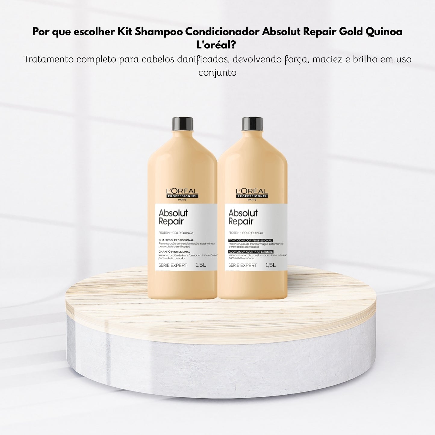 Kit Loreal Absolut Repair Gold Quinoa Shampoo + Condicionador 1,5L