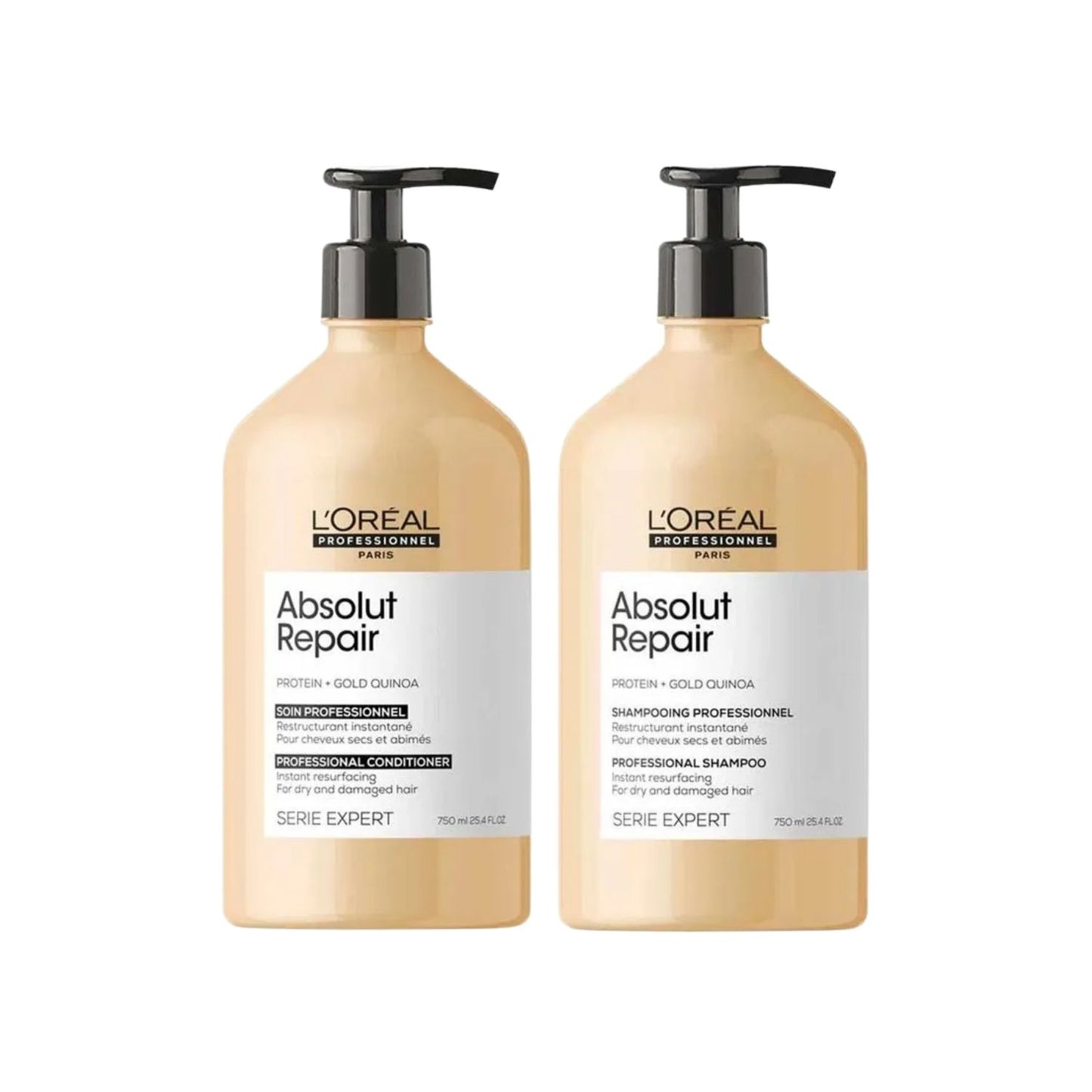Kit Loreal Absolut Repair Gold Quinoa Shampoo 750 ml + Condicionador 750 ml