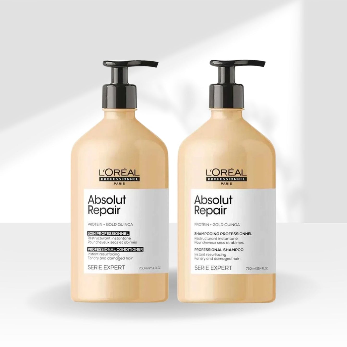 Kit Loreal Absolut Repair Gold Quinoa Shampoo 750 ml + Condicionador 750 ml