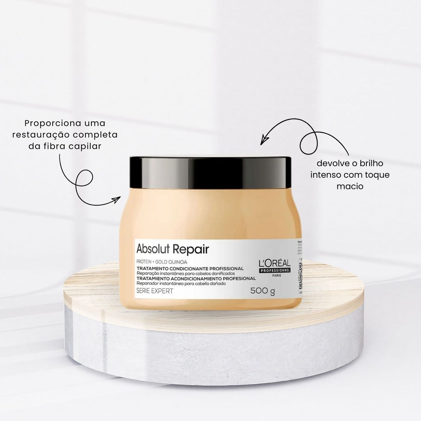 Kit Loreal Absolut Repair Gold Quinoa Shampoo 750 ml + Condicionador 750 ml + Máscara 500 g
