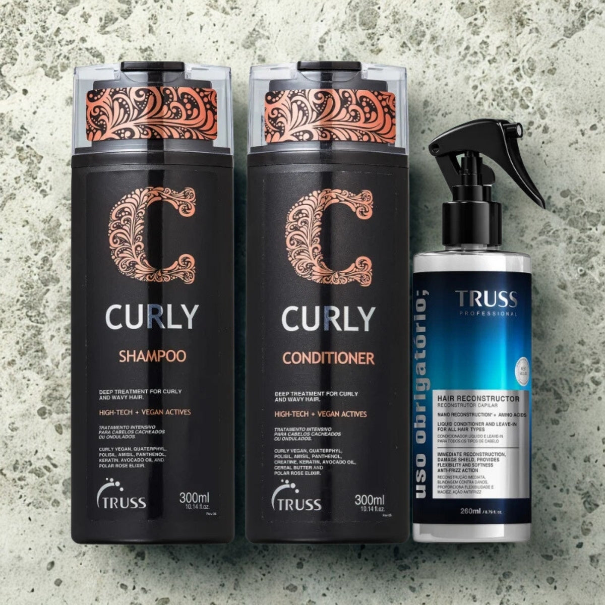 Kit Truss Curly Shampoo 300 ml + Condicionador 300 ml + Uso Obrigatório 260 ml