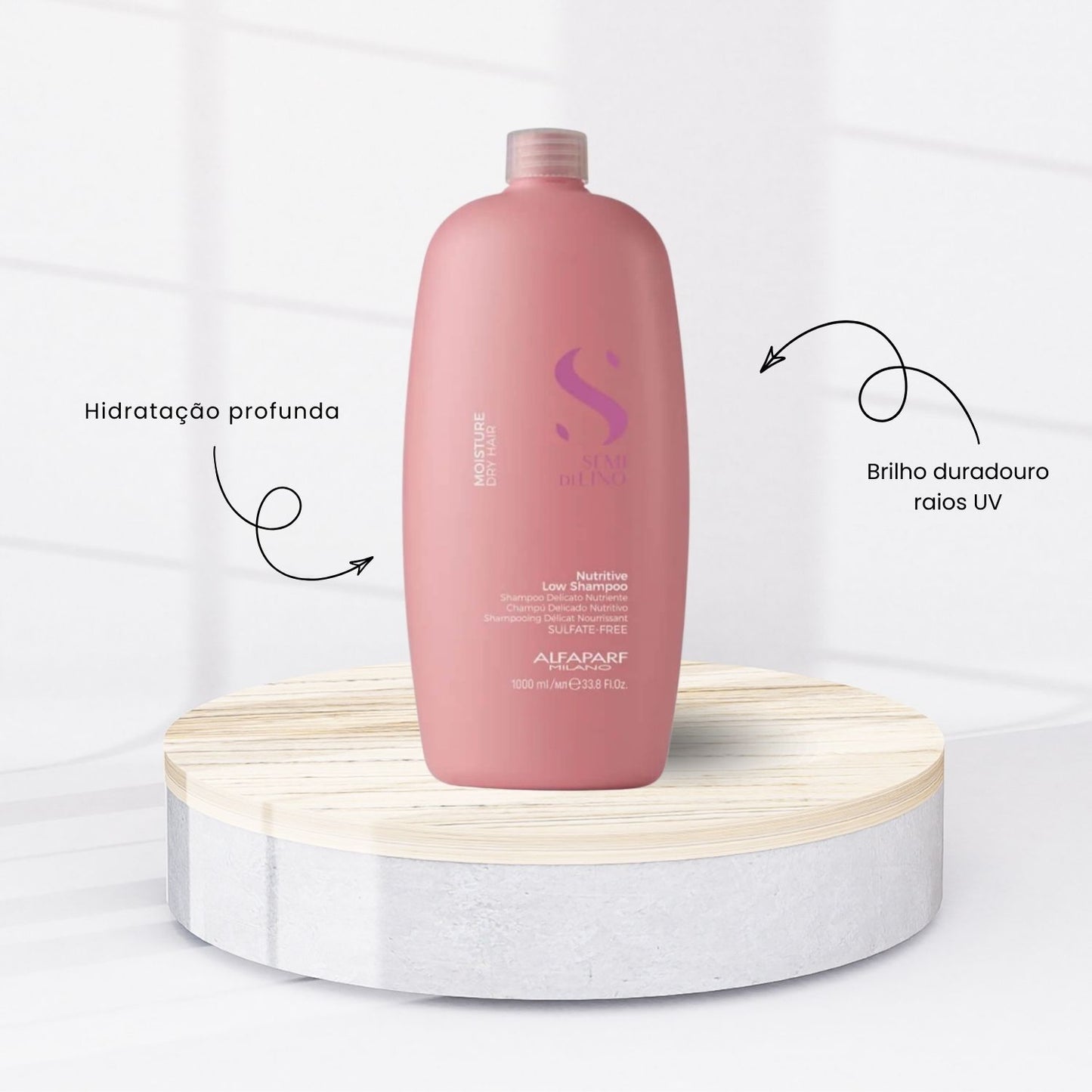 Shampoo Alfaparf Semi Di Lino Moisture Nutritive Shampoo Hidratante sem Sulfato 1 Litro