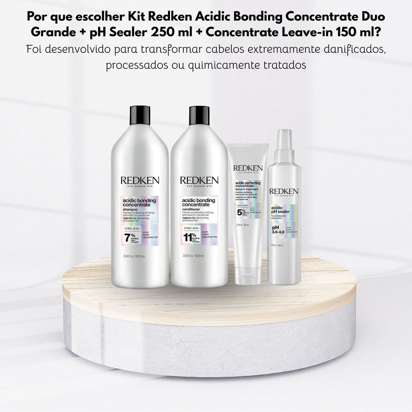 Kit Redken Acidic Bonding Concentrate Duo Grande + pH Sealer 250 ml + Concentrate Leave-in 150 ml