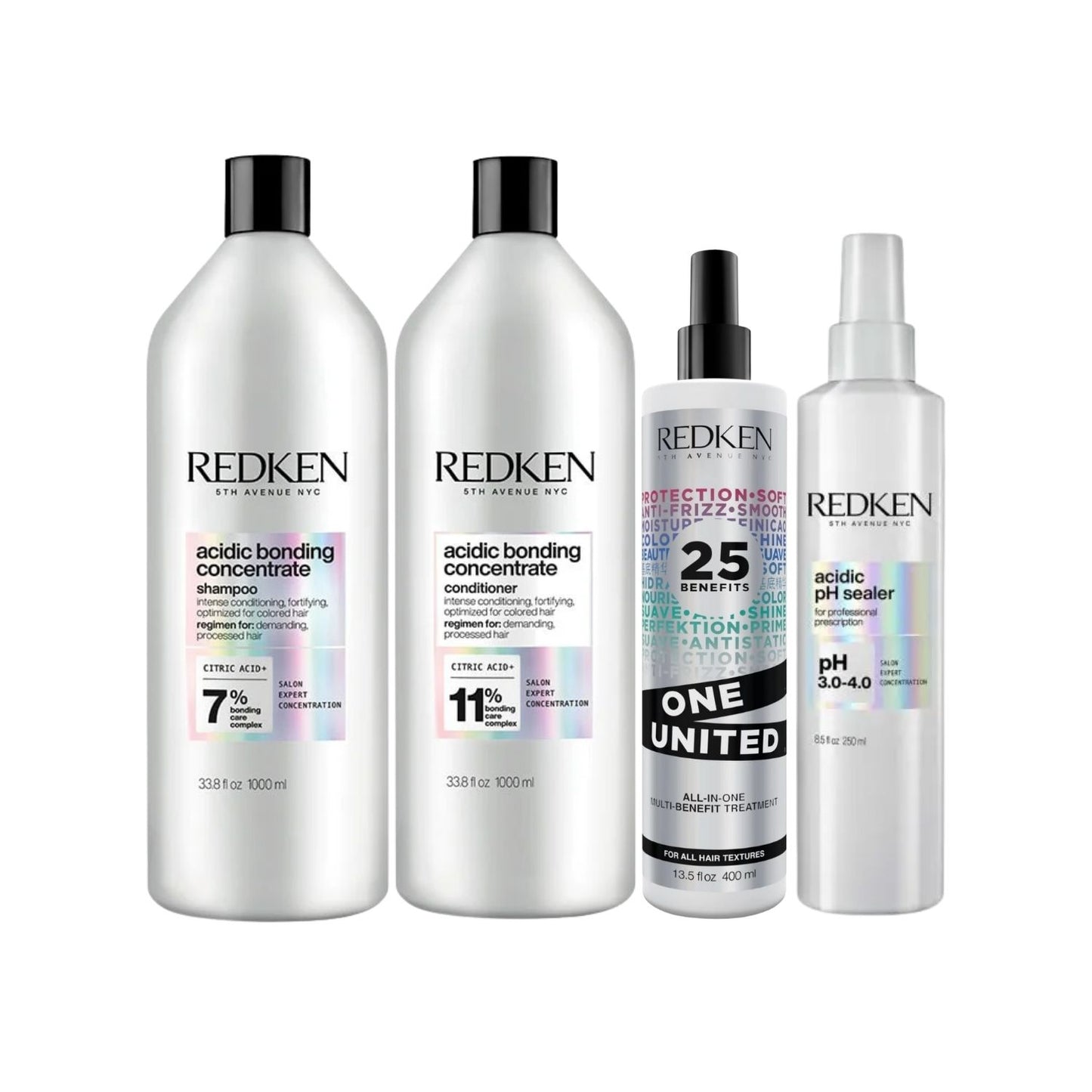 Kit Redken Acidic Bonding Concentrate Duo Grande + pH Sealer 250 ml + Redken One United 25 Benefits Leave-in 400 ml