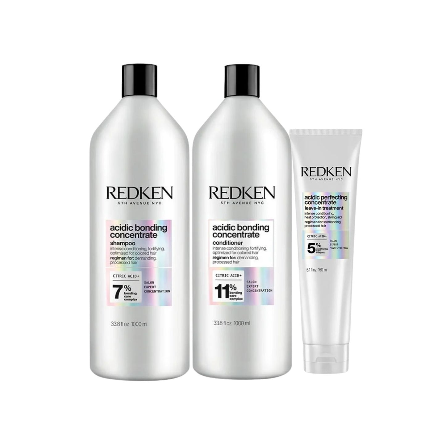 Kit Redken Acidic Bonding Concentrate Shampoo + Condicionador 1 Litro + Concentrate Leave-in 150 ml