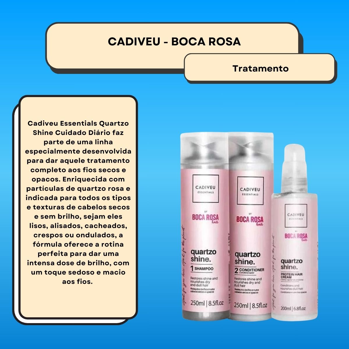 Kit Cadiveu Boca Rosa Hair Limpeza & Cuidados Diários (3 Produtos)