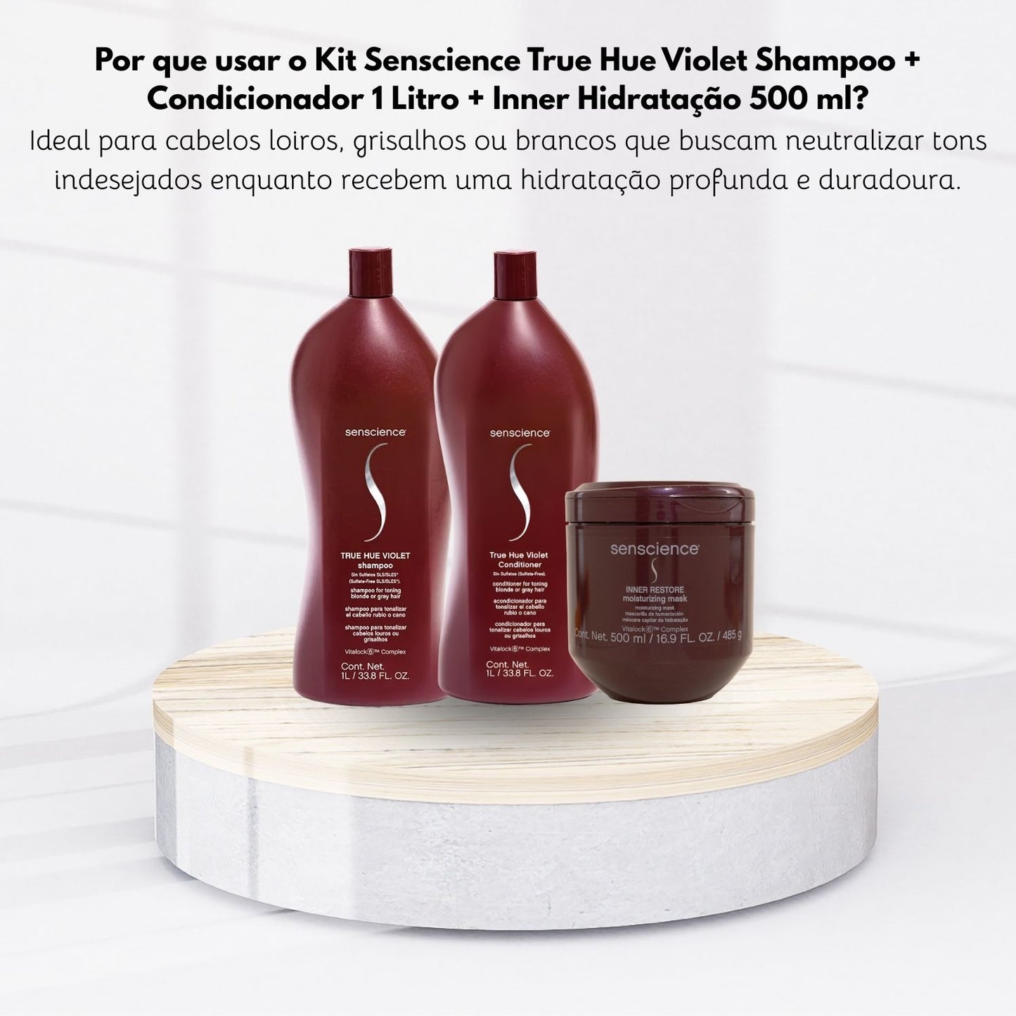 Kit Senscience True Hue Violet Shampoo + Condicionador 1 Litro + Inner Hidratação 500 ml