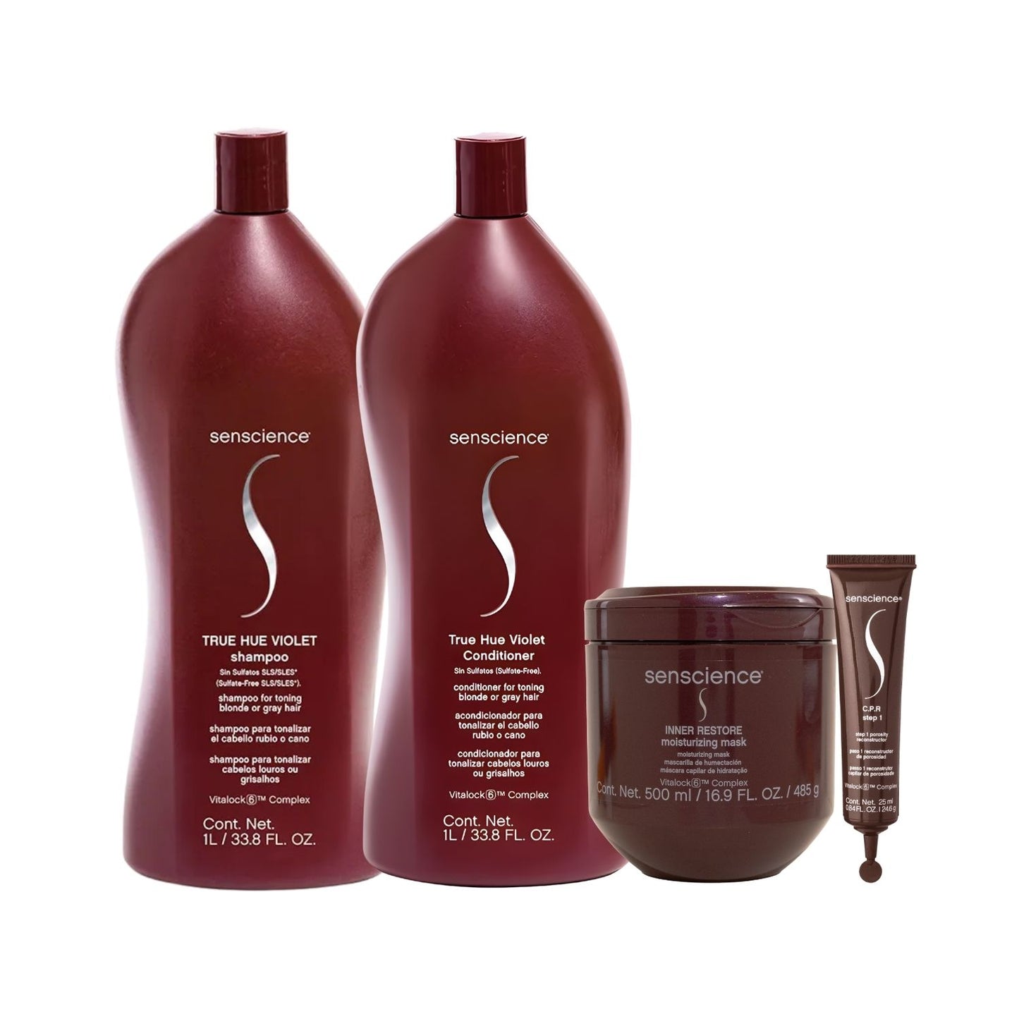 Kit Senscience True Hue Violet Shampoo + Condicionador 1 Litro + Inner Hidratação 500 ml + C.P.R 25 ml