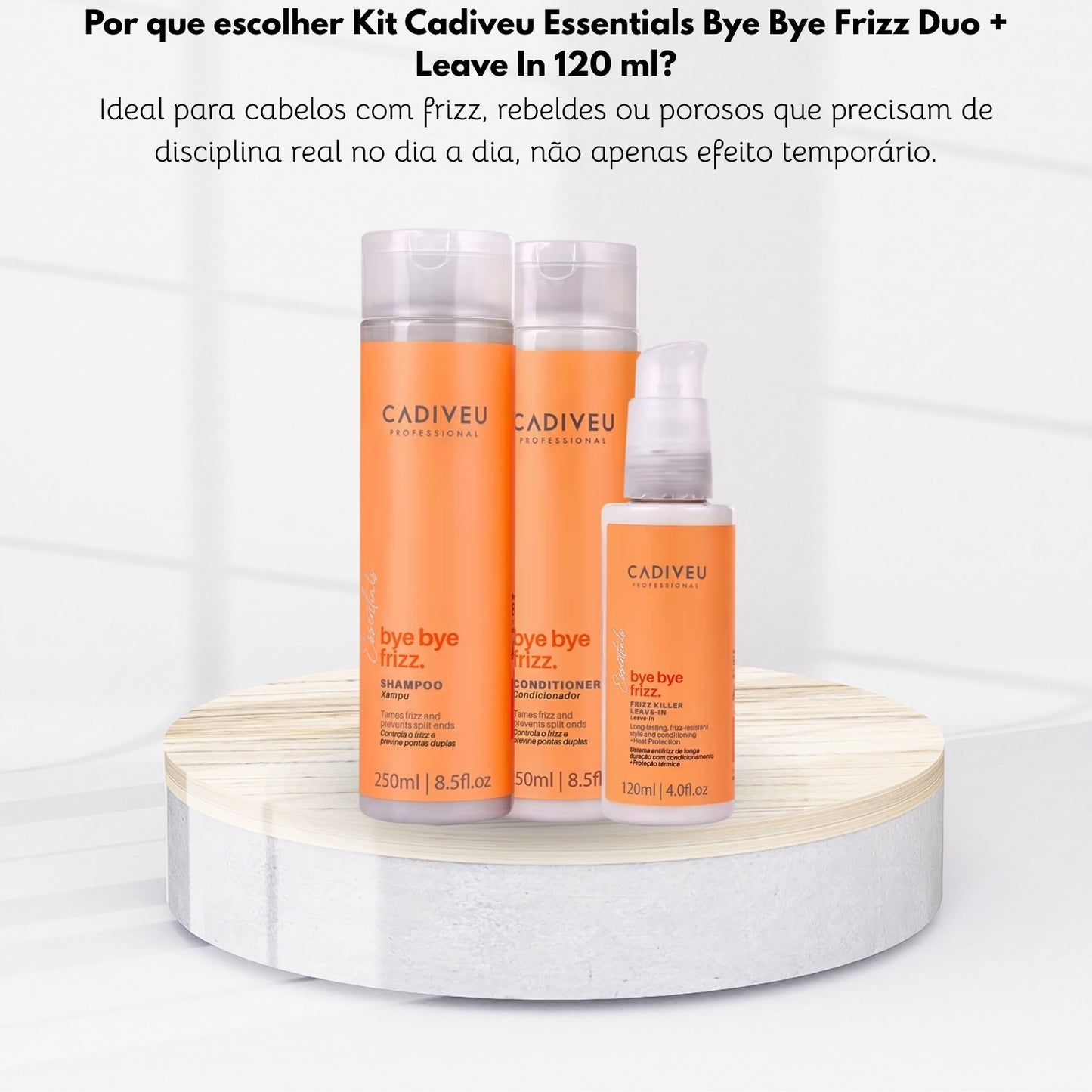 Kit Cadiveu Essentials Bye Bye Frizz Duo + Leave In 120 ml
