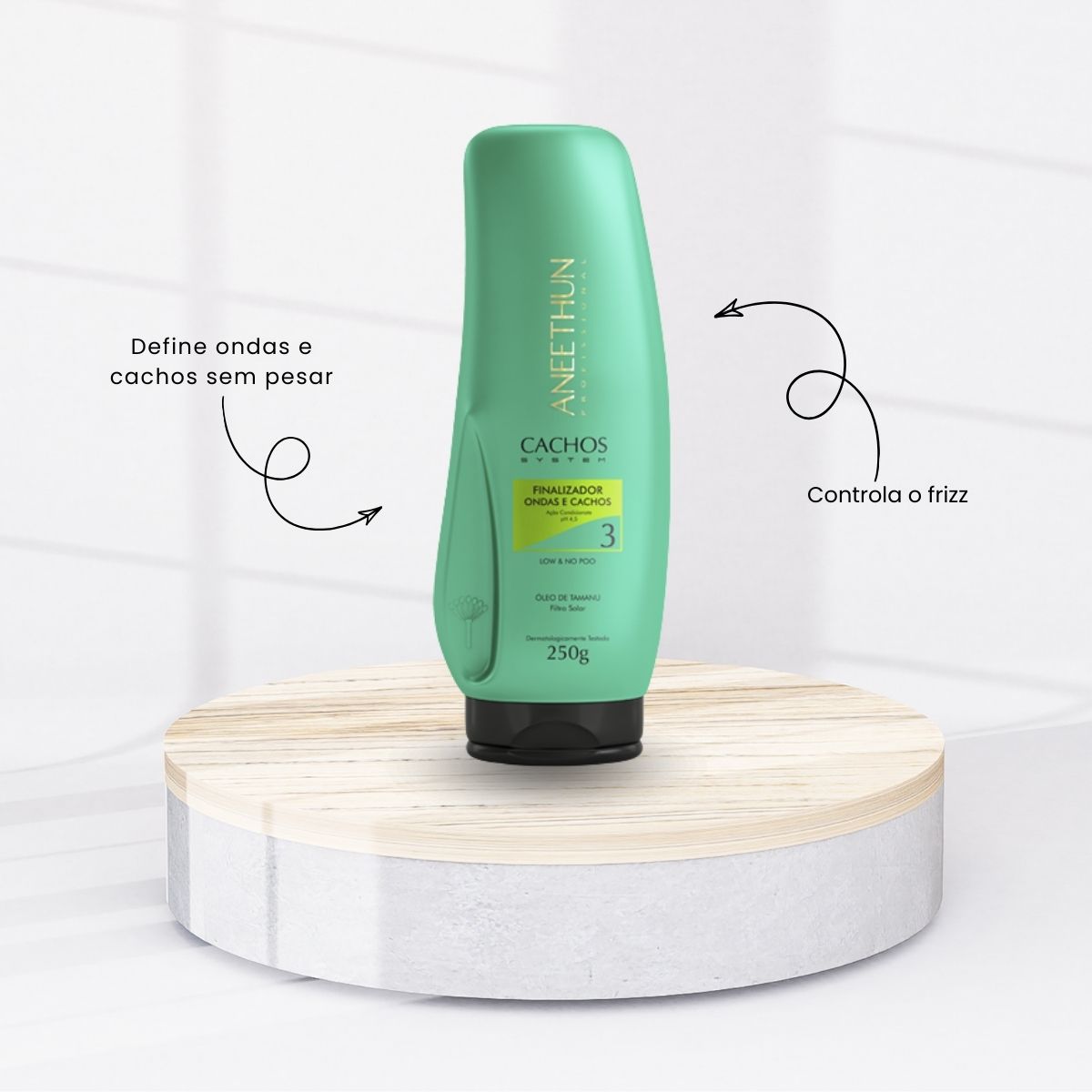 Kit Aneethun Cachos Finalizador Ondas e Cachos 250 g + Oleo Low No Poo Hidratação 55 ml para Cabelo Cacheado