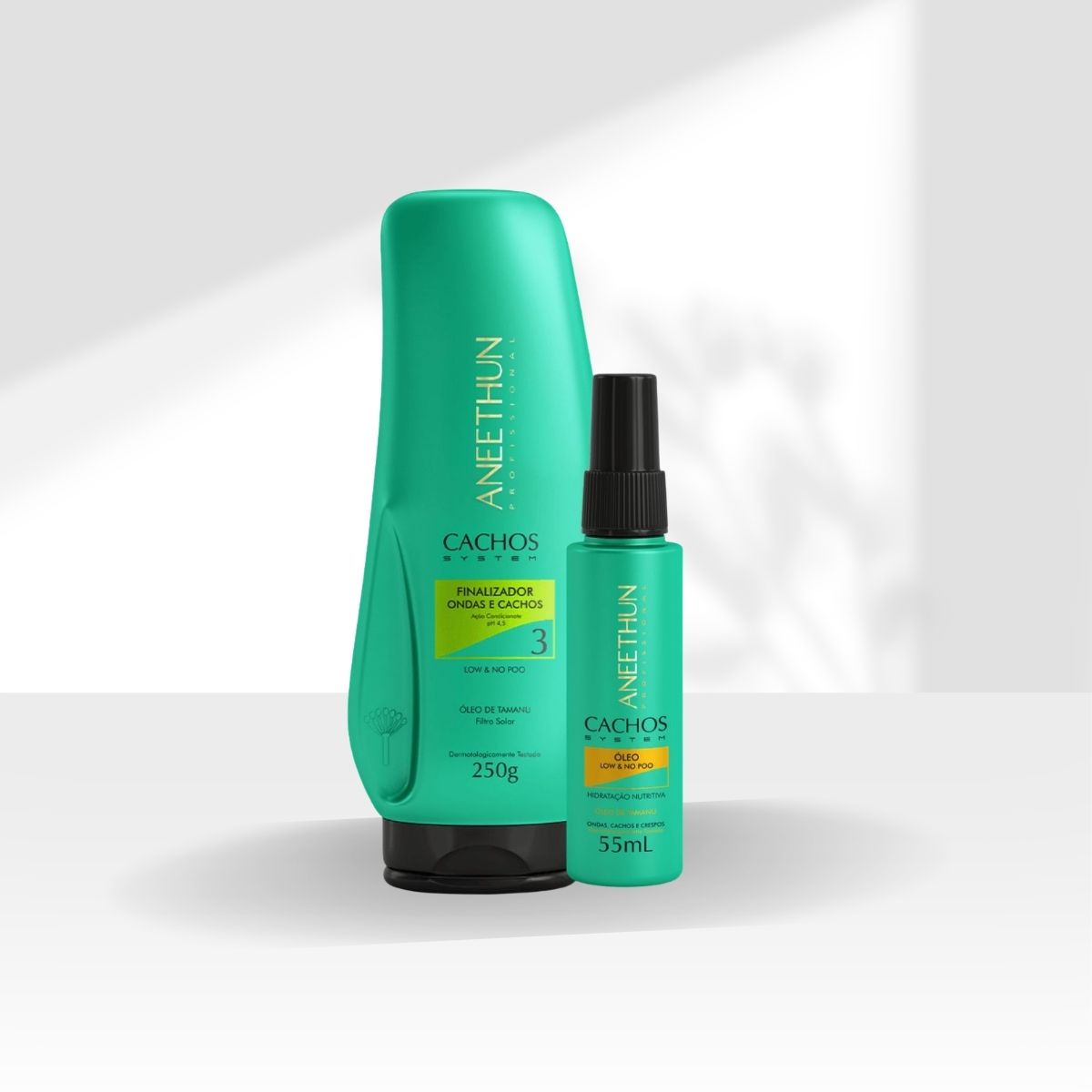 Kit Aneethun Cachos Finalizador Ondas e Cachos 250 g + Oleo Low No Poo Hidratação 55 ml para Cabelo Cacheado