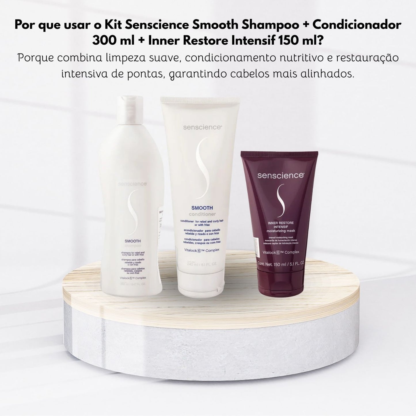 Kit Senscience Smooth Shampoo + Condicionador 240 ml + Inner Restore Intensif 150 ml