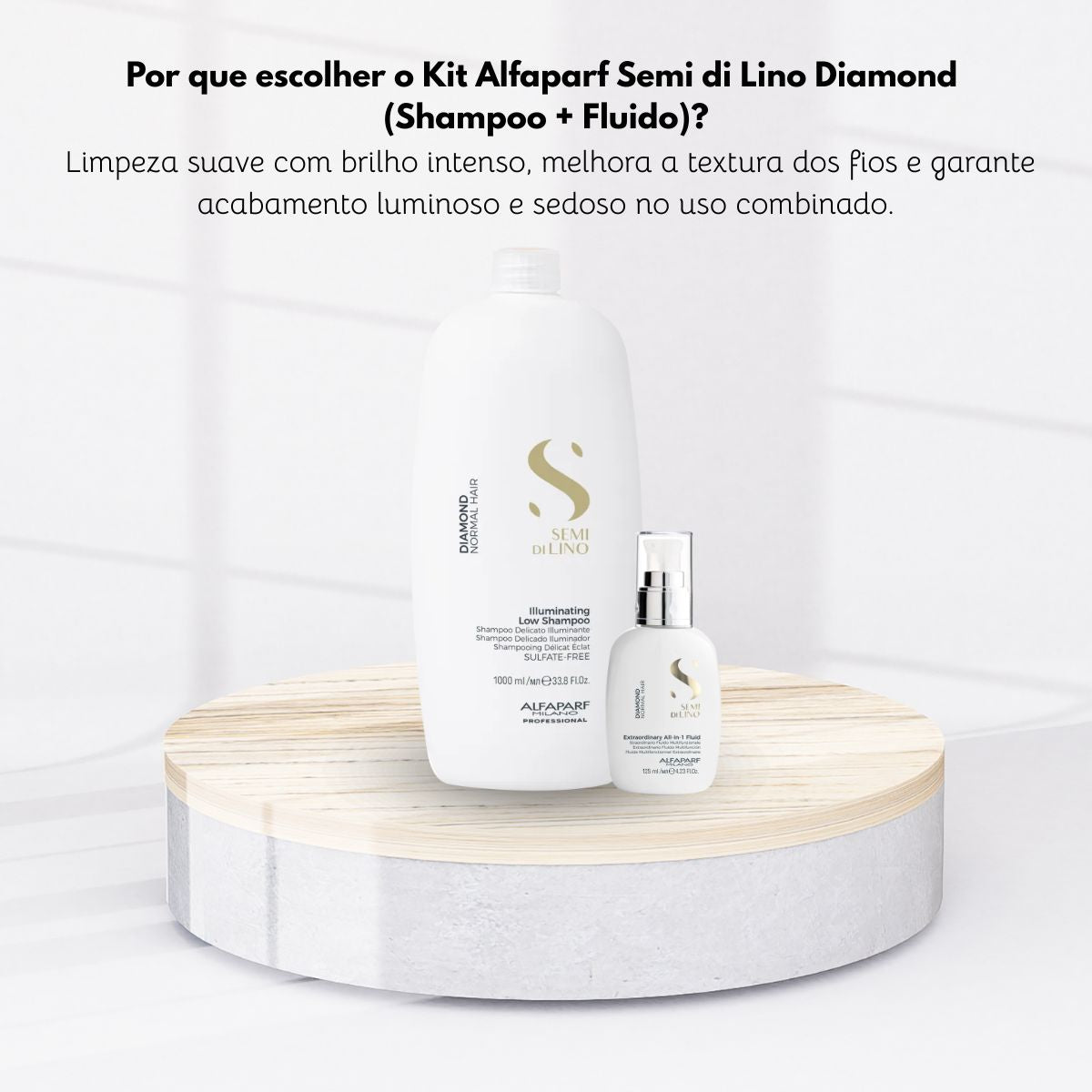 Kit Alfaparf Semi Di Lino Diamond Illuminating Shampoo 1 Litro + Leave-in 125 ml