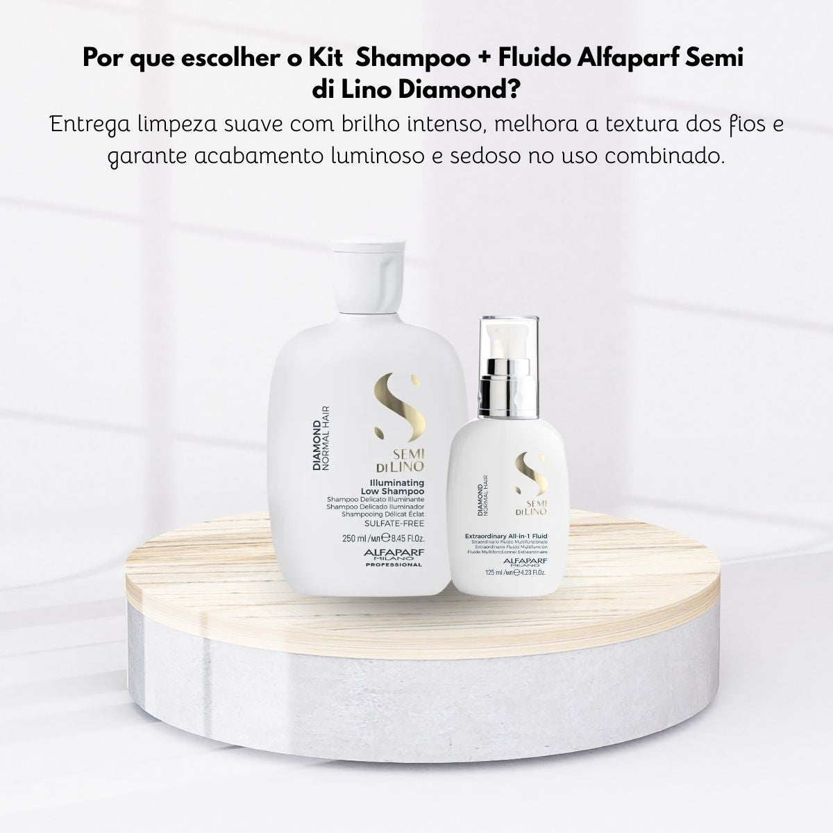 Kit Alfaparf Semi Di Lino Diamond Illuminating Shampoo 250 ml + Leave-in 125 ml