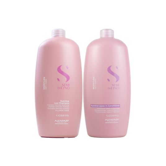Kit Alfaparf Semi di Lino Moisture Nutritive Shampoo 1 Litro + Condicionador 1 Litro