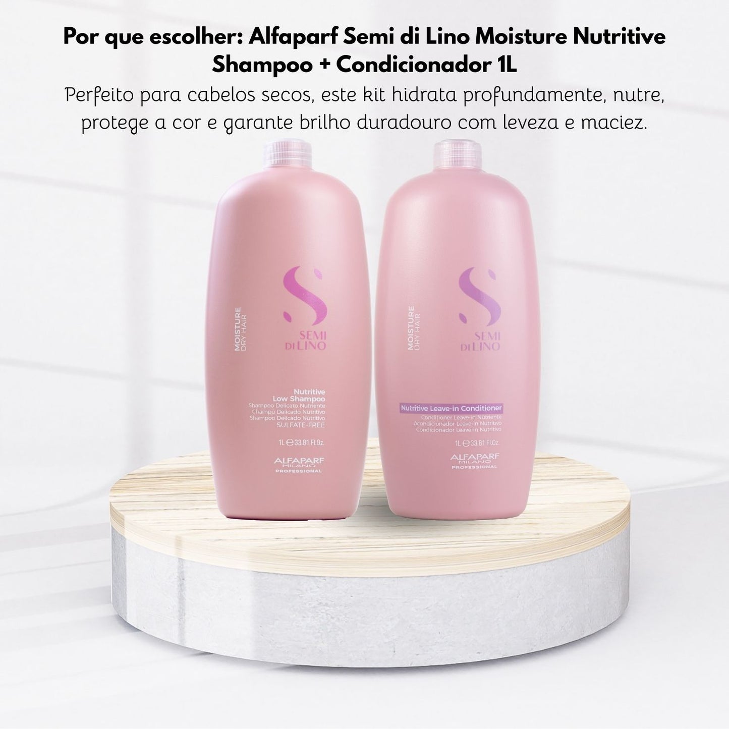 Kit Alfaparf Semi di Lino Moisture Nutritive Shampoo 1 Litro + Condicionador 1 Litro