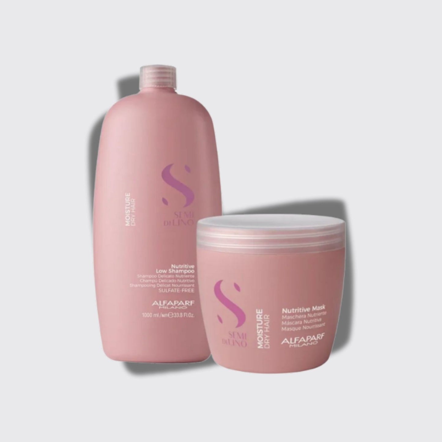 Kit Alfaparf Semi di Lino Moisture Nutritive Shampoo 1 Litro + Máscara 500 ml