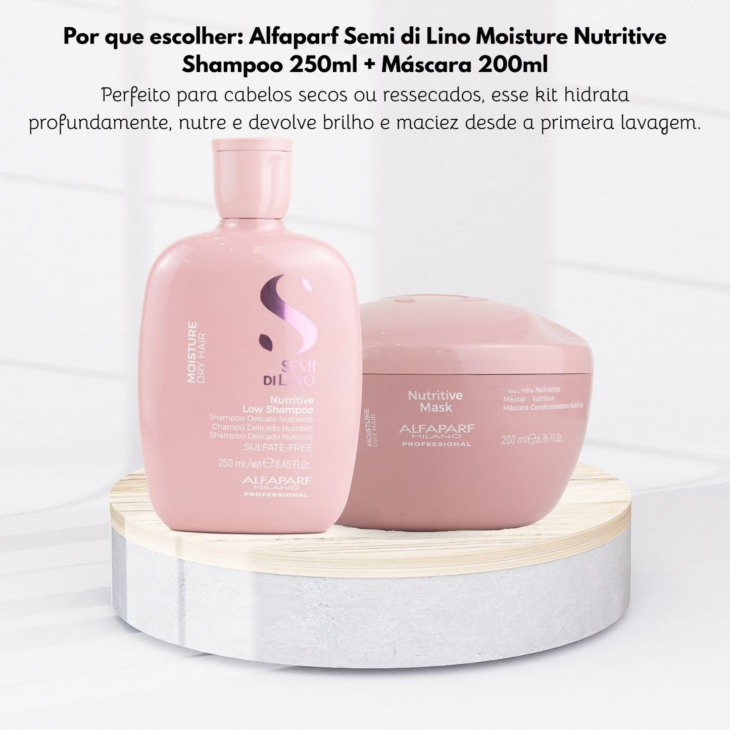 Kit Alfaparf Semi di Lino Moisture Nutritive Shampoo 250 ml + Máscara 200 ml