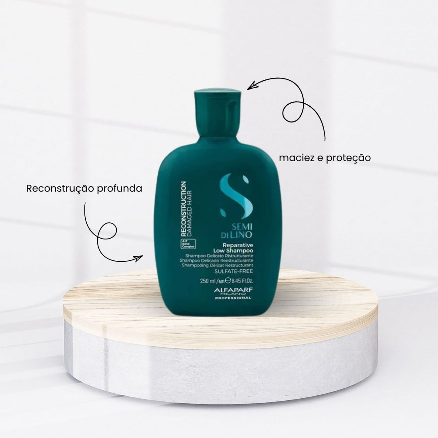 Kit Alfaparf Semi Di Lino Reconstruction Reparative Shampoo 250 ml + Máscara 200 ml + Fluido 125 ml