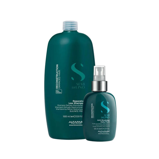 Kit Alfaparf Semi Di Lino Reconstruction Reparative Shampoo 1 Litro + Fluido 125 ml