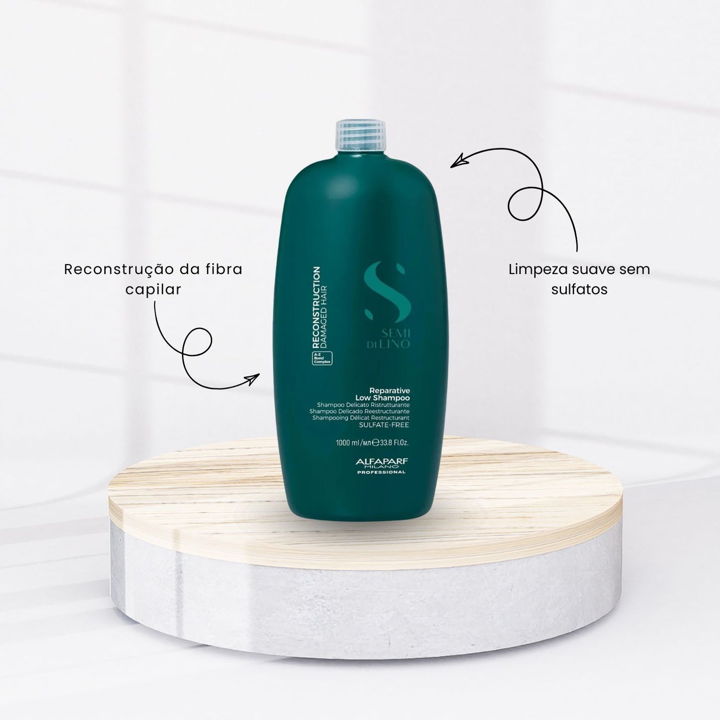 Kit Alfaparf Semi Di Lino Reconstruction Reparative Shampoo 1 Litro + Fluido 125 ml