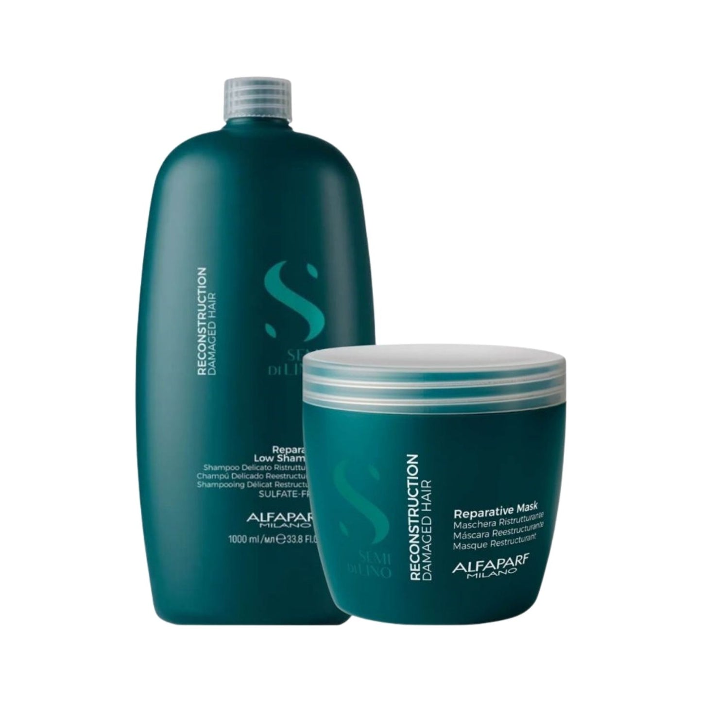 Kit Alfaparf Semi Di Lino Reconstruction Reparative Shampoo 1 Litro + Máscara 500 ml
