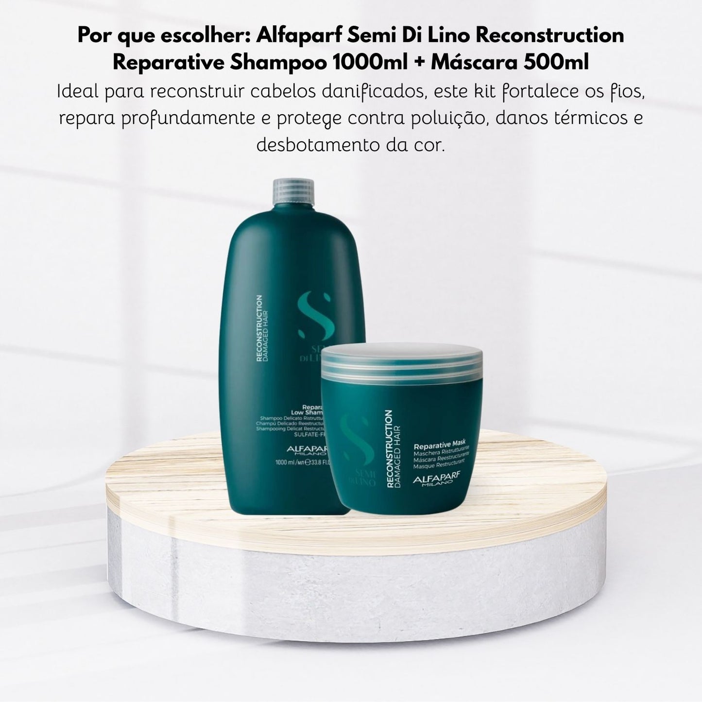 Kit Alfaparf Semi Di Lino Reconstruction Reparative Shampoo 1 Litro + Máscara 500 ml
