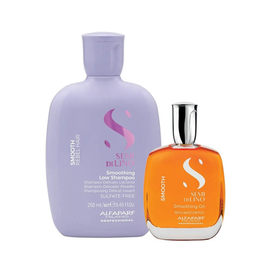 Kit Alfaparf Semi Di Lino Smoothing Rebel Hair Shampoo 250 ml + Oleo Capilar 100 ml