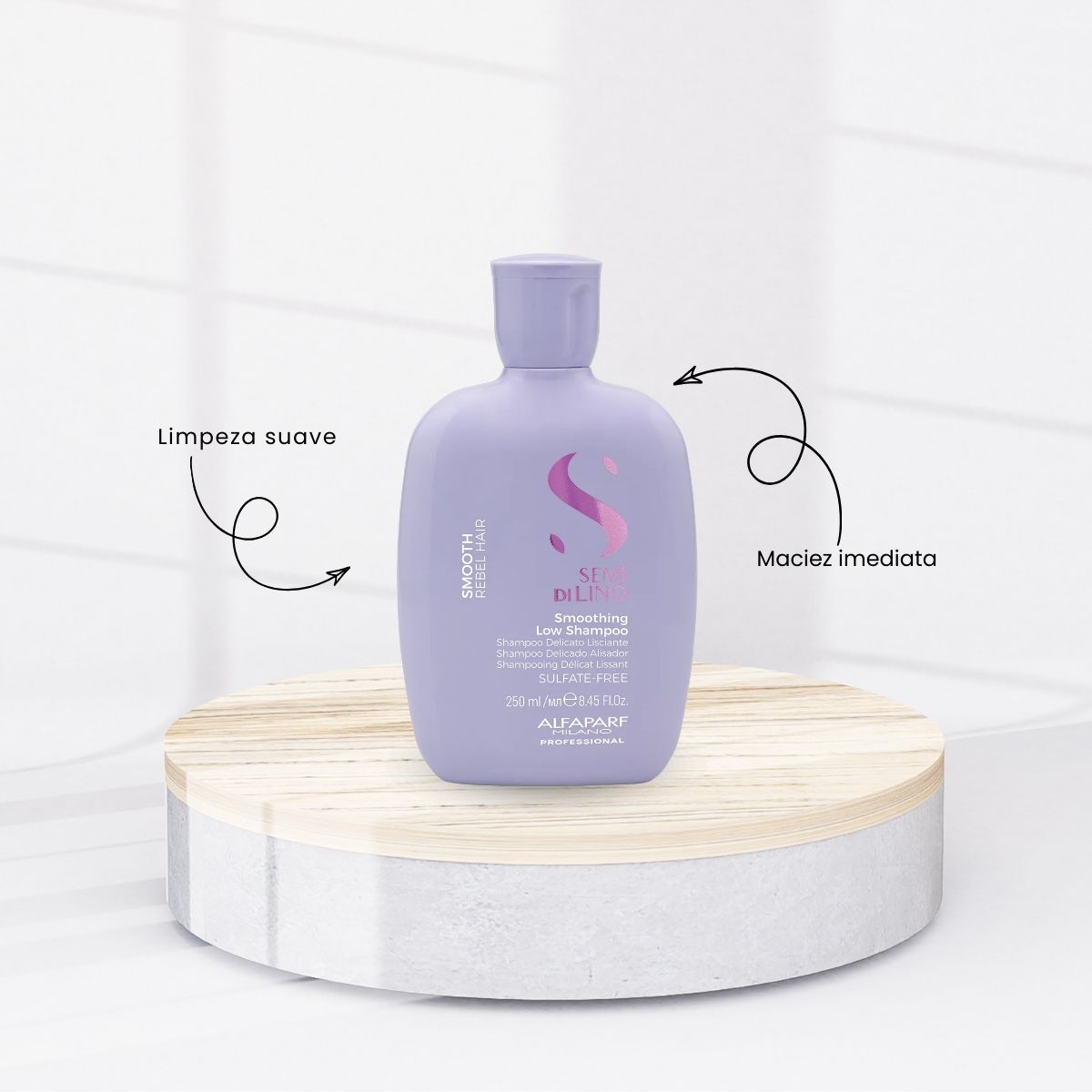 Kit Alfaparf Semi Di Lino Smoothing Rebel Hair Shampoo 250 ml + Oleo Capilar 100 ml