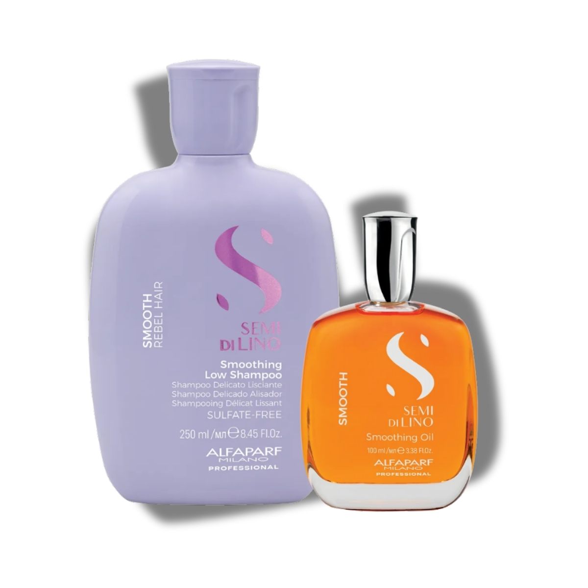 Kit Alfaparf Semi Di Lino Smoothing Rebel Hair Shampoo 250 ml + Oleo Capilar 100 ml