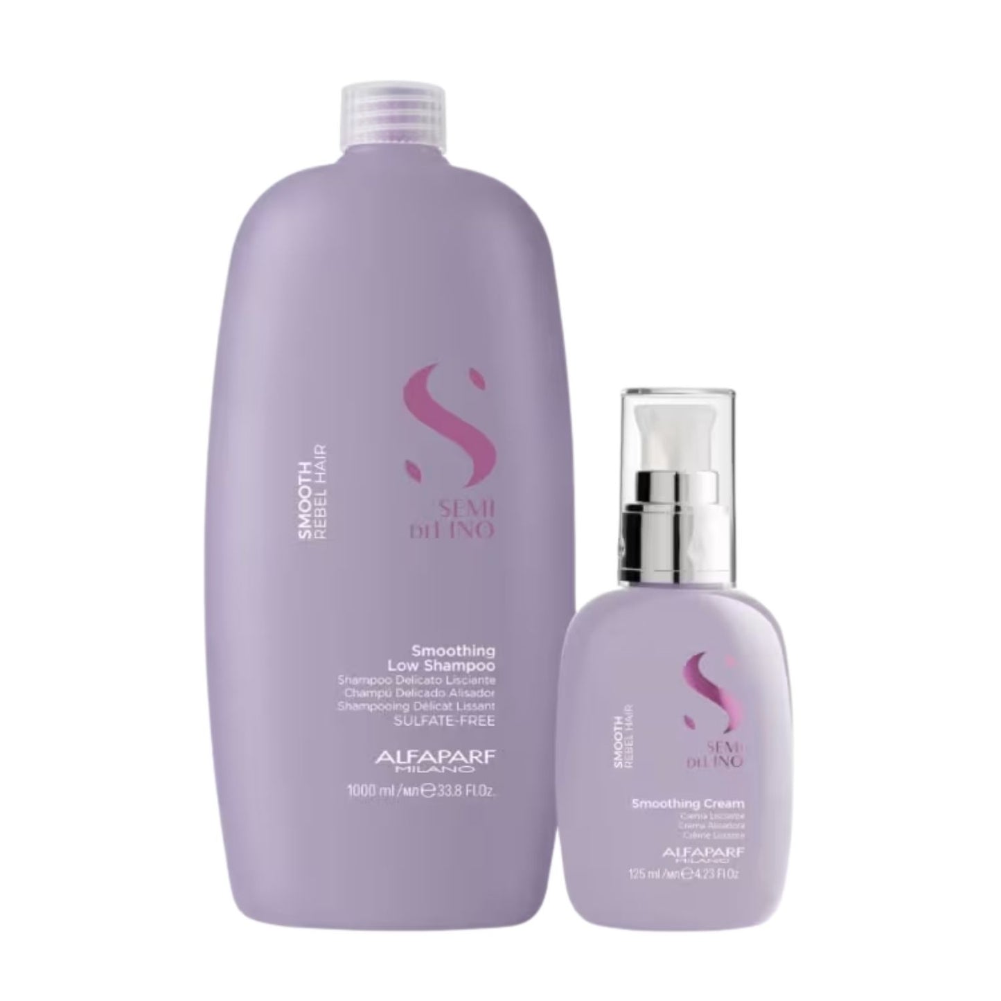 Kit Alfaparf Semi Di Lino Smoothing Rebel Hair Shampoo 1 Litro + Leave-In Cream 125 ml