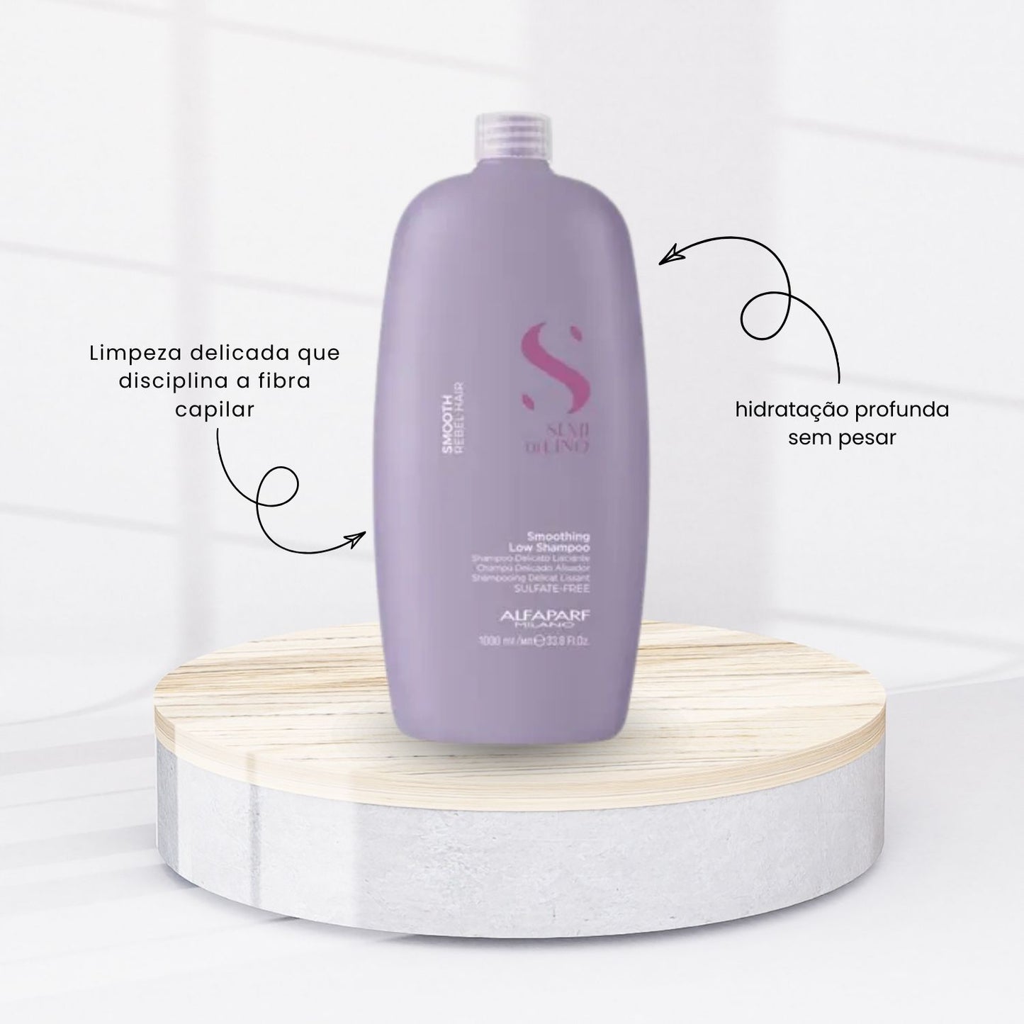 Kit Alfaparf Semi Di Lino Smoothing Rebel Hair Shampoo 1 Litro + Leave-In Cream 125 ml
