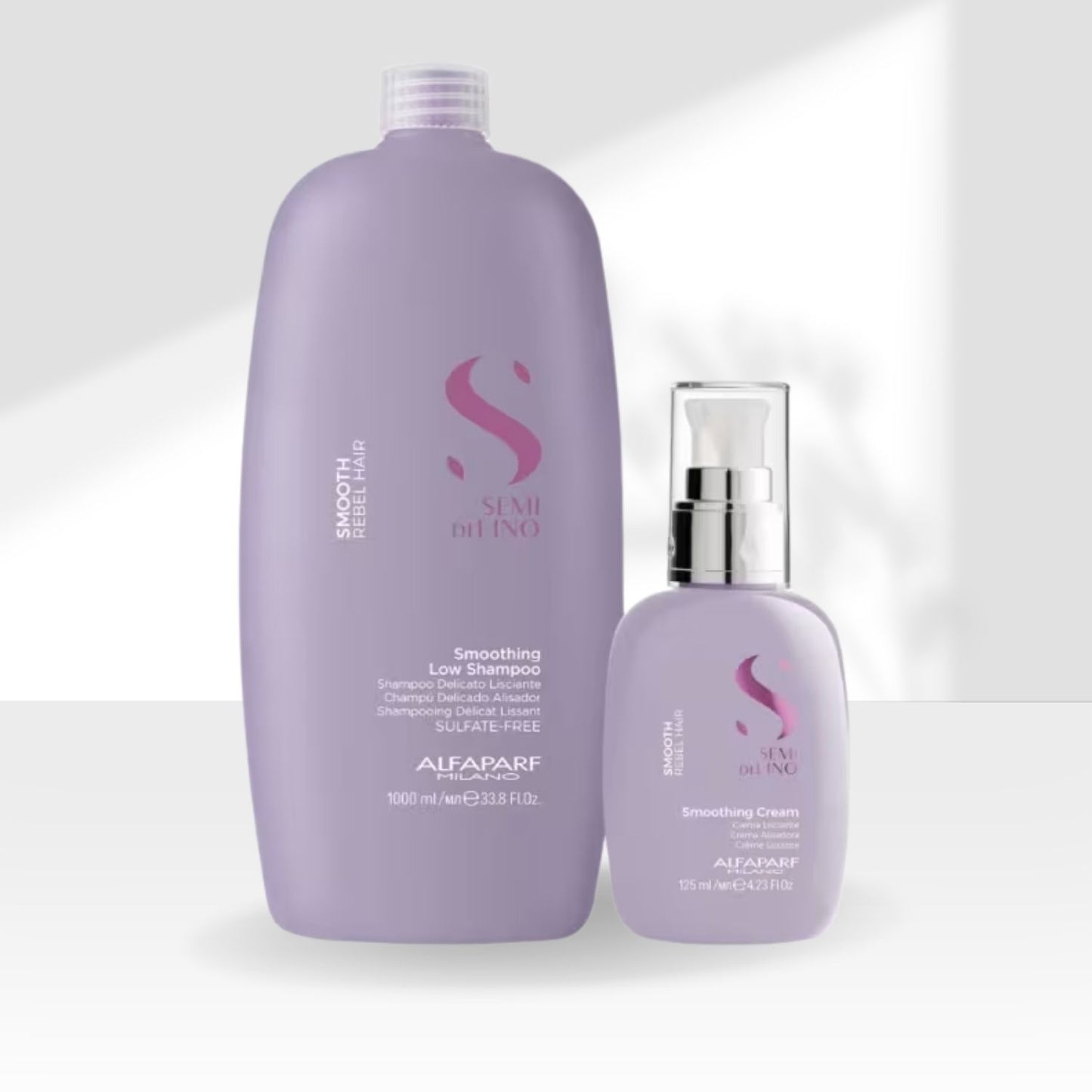 Kit Alfaparf Semi Di Lino Smoothing Rebel Hair Shampoo 1 Litro + Leave-In Cream 125 ml