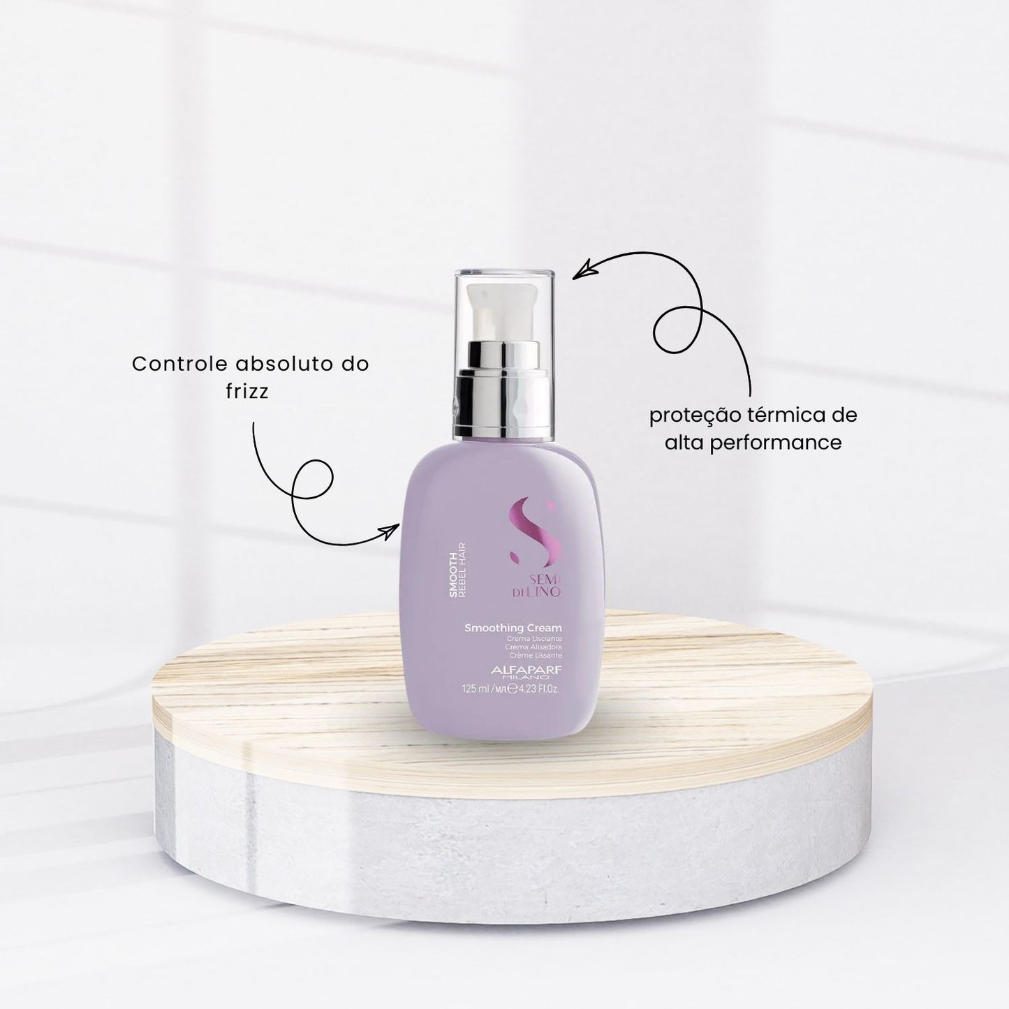 Kit Alfaparf Semi Di Lino Smoothing Rebel Hair Shampoo 250 ml + Leave-In Cream 125 ml