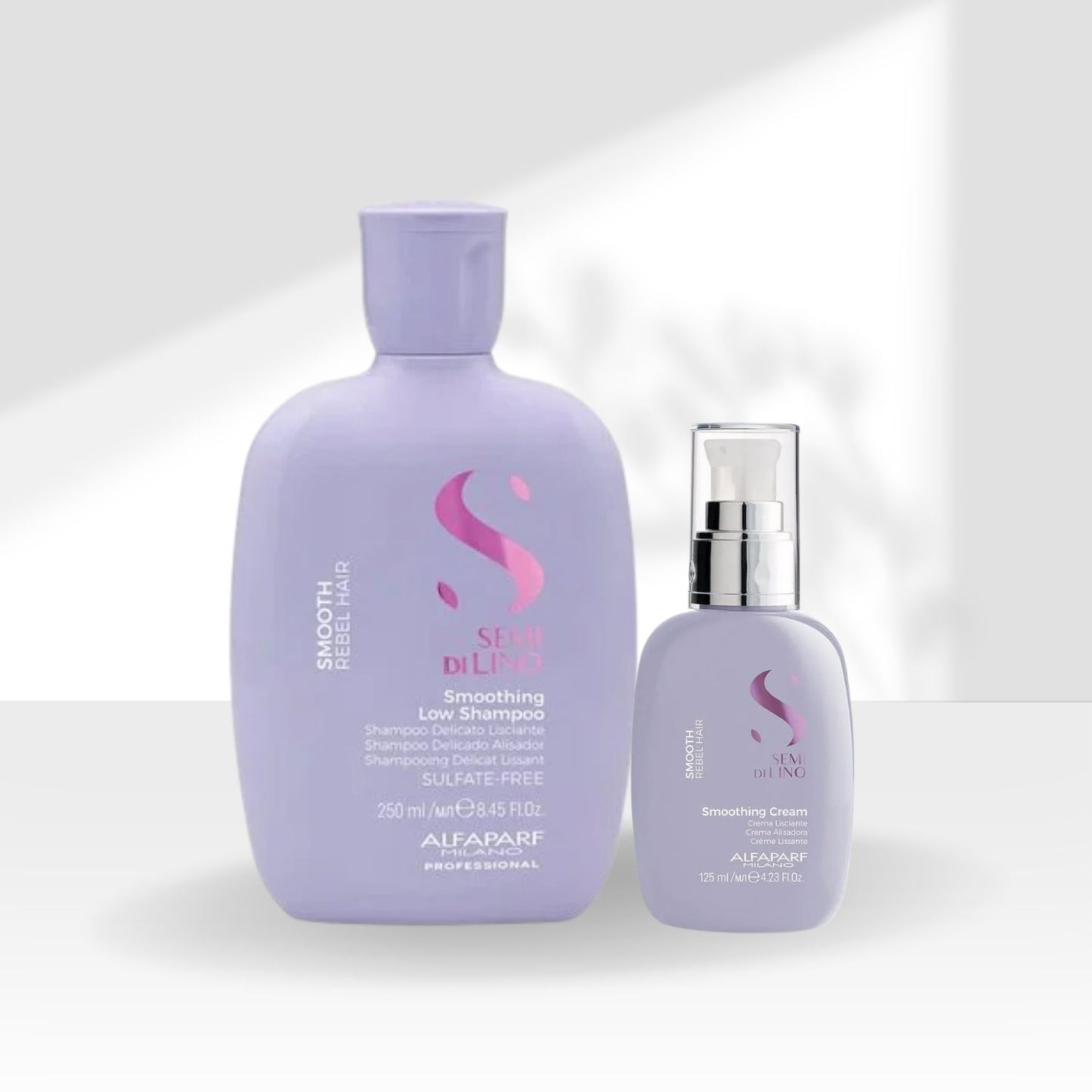 Kit Alfaparf Semi Di Lino Smoothing Rebel Hair Shampoo 250 ml + Leave-In Cream 125 ml