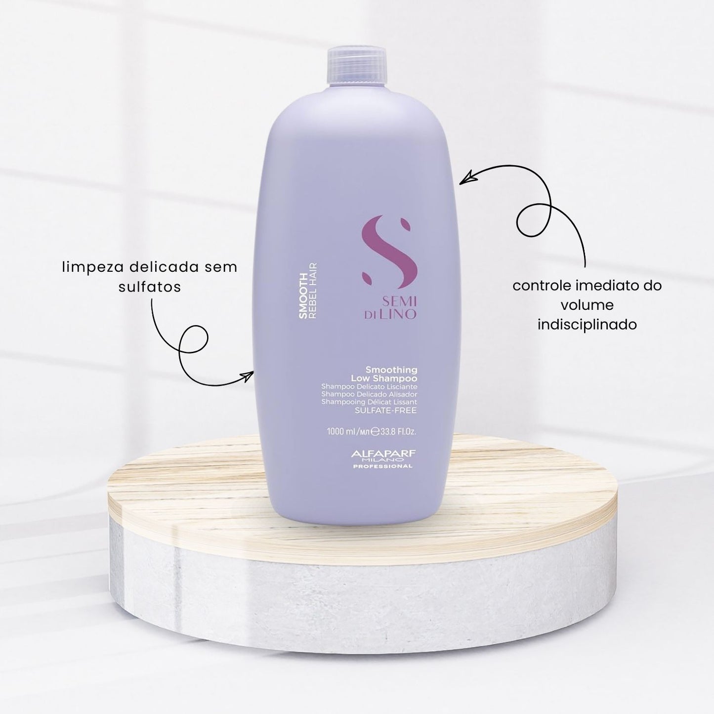 Kit Alfaparf Semi Di Lino Smoothing Rebel Hair Shampoo 1 Litro + Máscara 500 ml