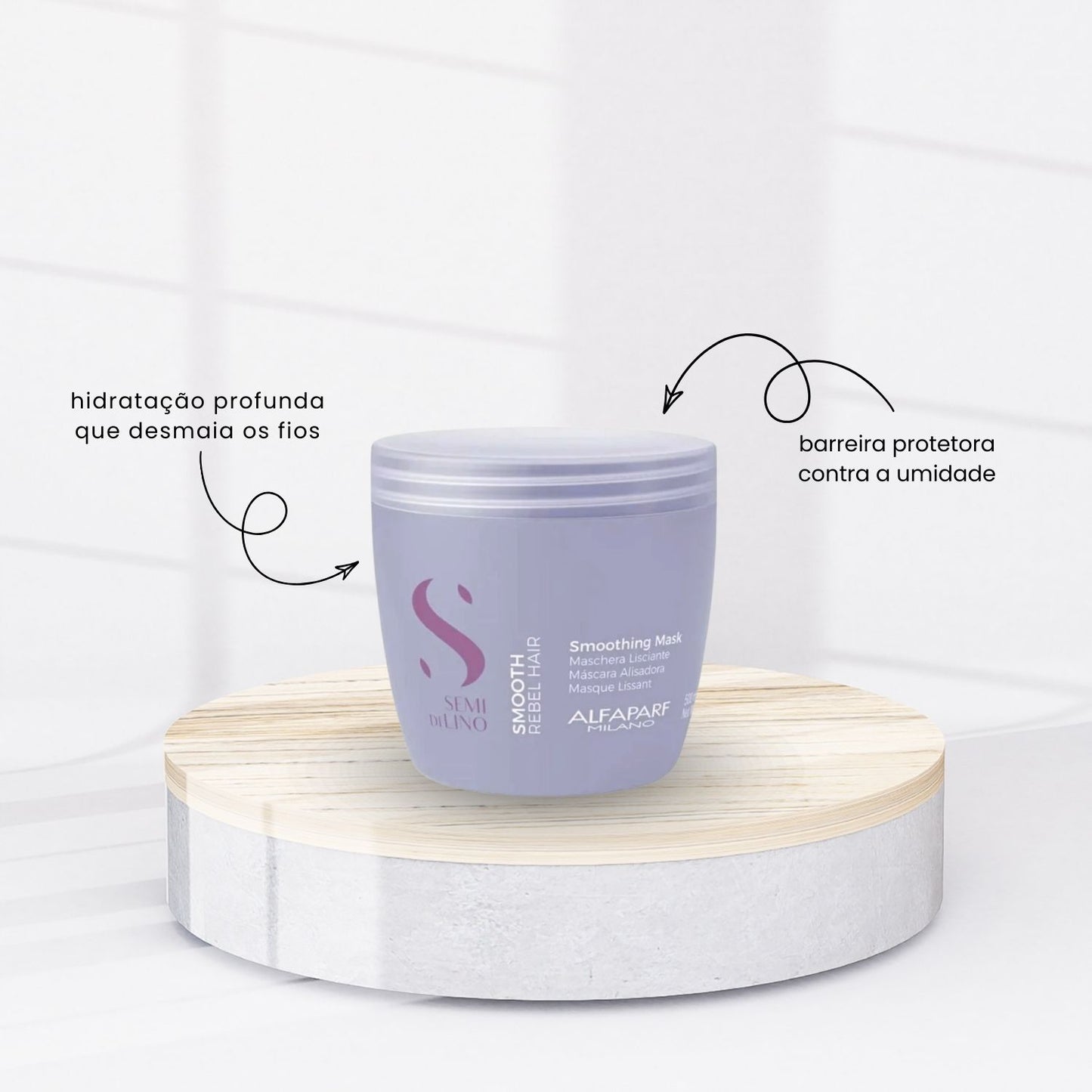 Kit Alfaparf Semi Di Lino Smoothing Rebel Hair Shampoo 1 Litro + Máscara 500 ml
