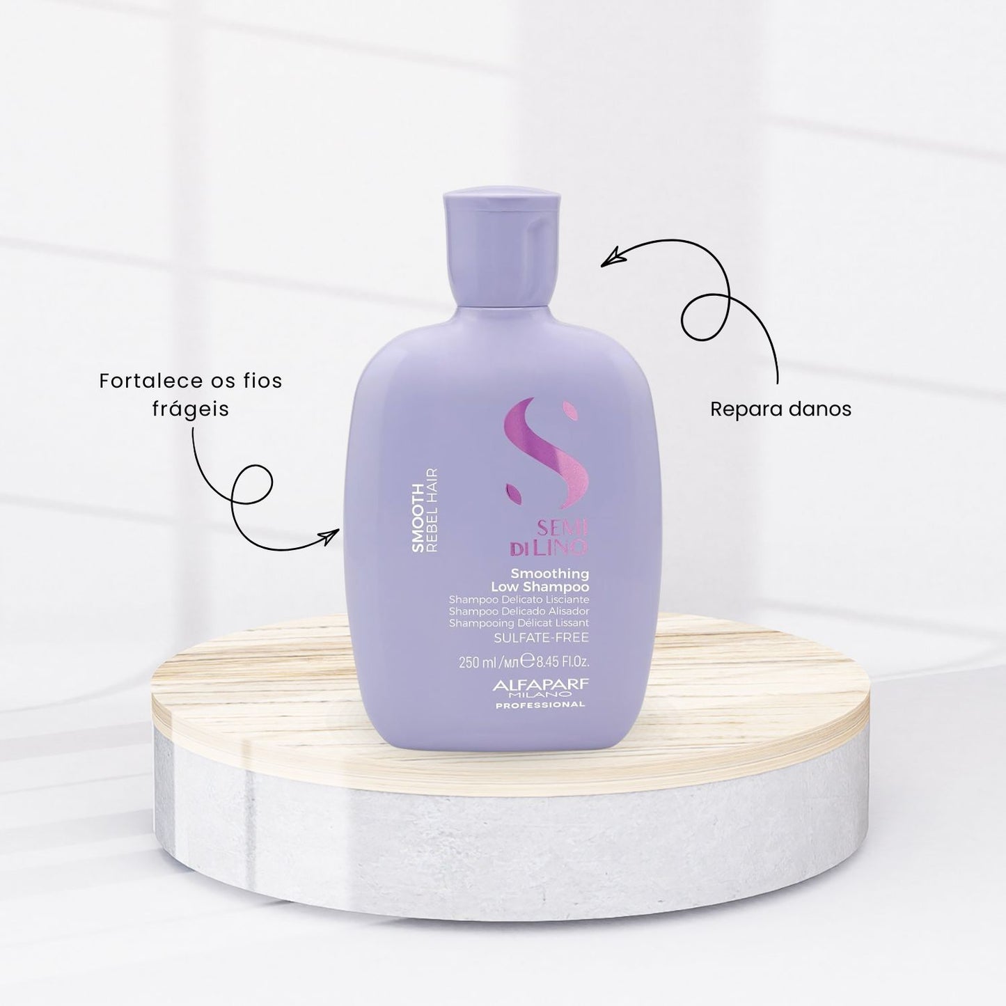 Kit Alfaparf Semi Di Lino Smoothing Rebel Hair Shampoo 250 ml + Máscara 200 ml