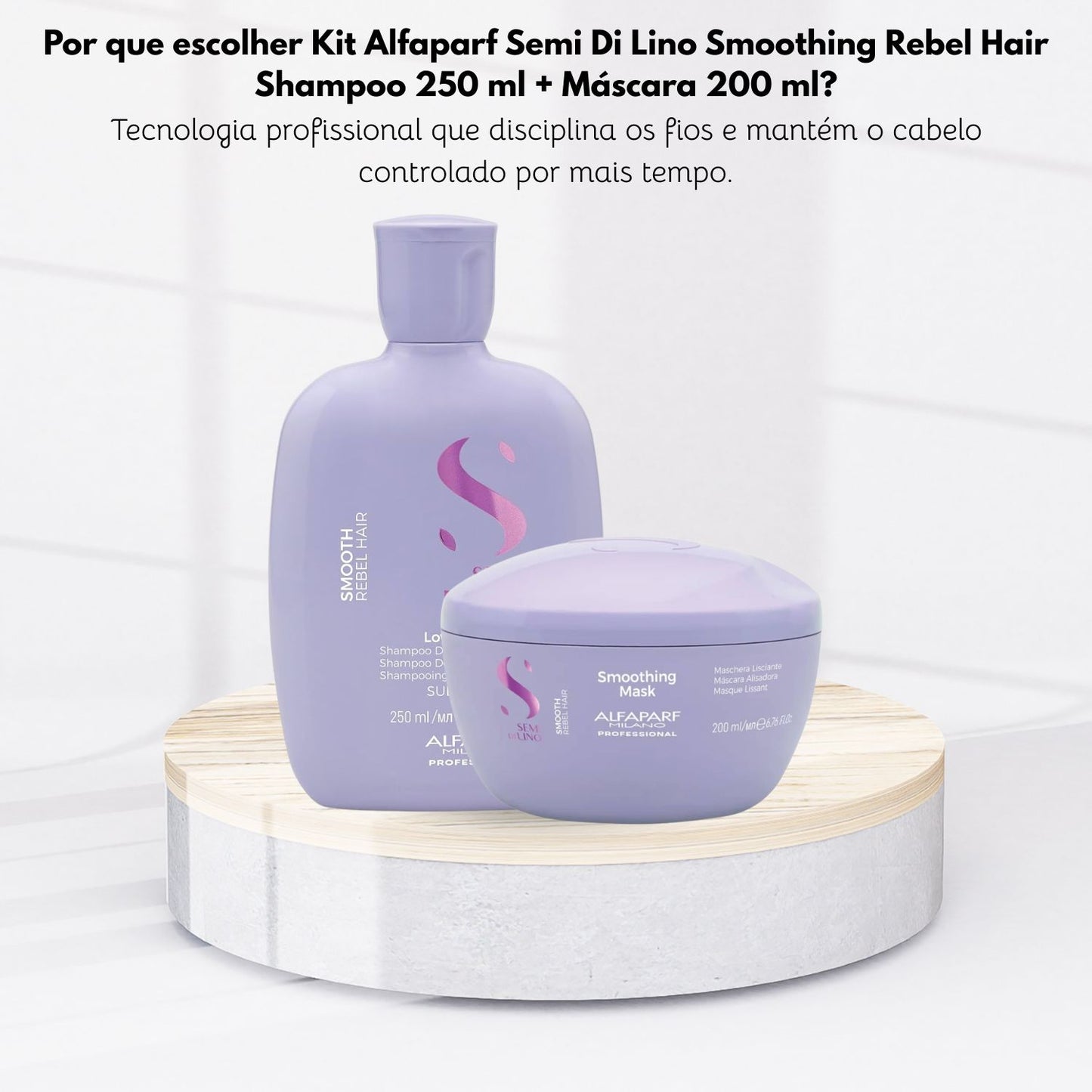 Kit Alfaparf Semi Di Lino Smoothing Rebel Hair Shampoo 250 ml + Máscara 200 ml