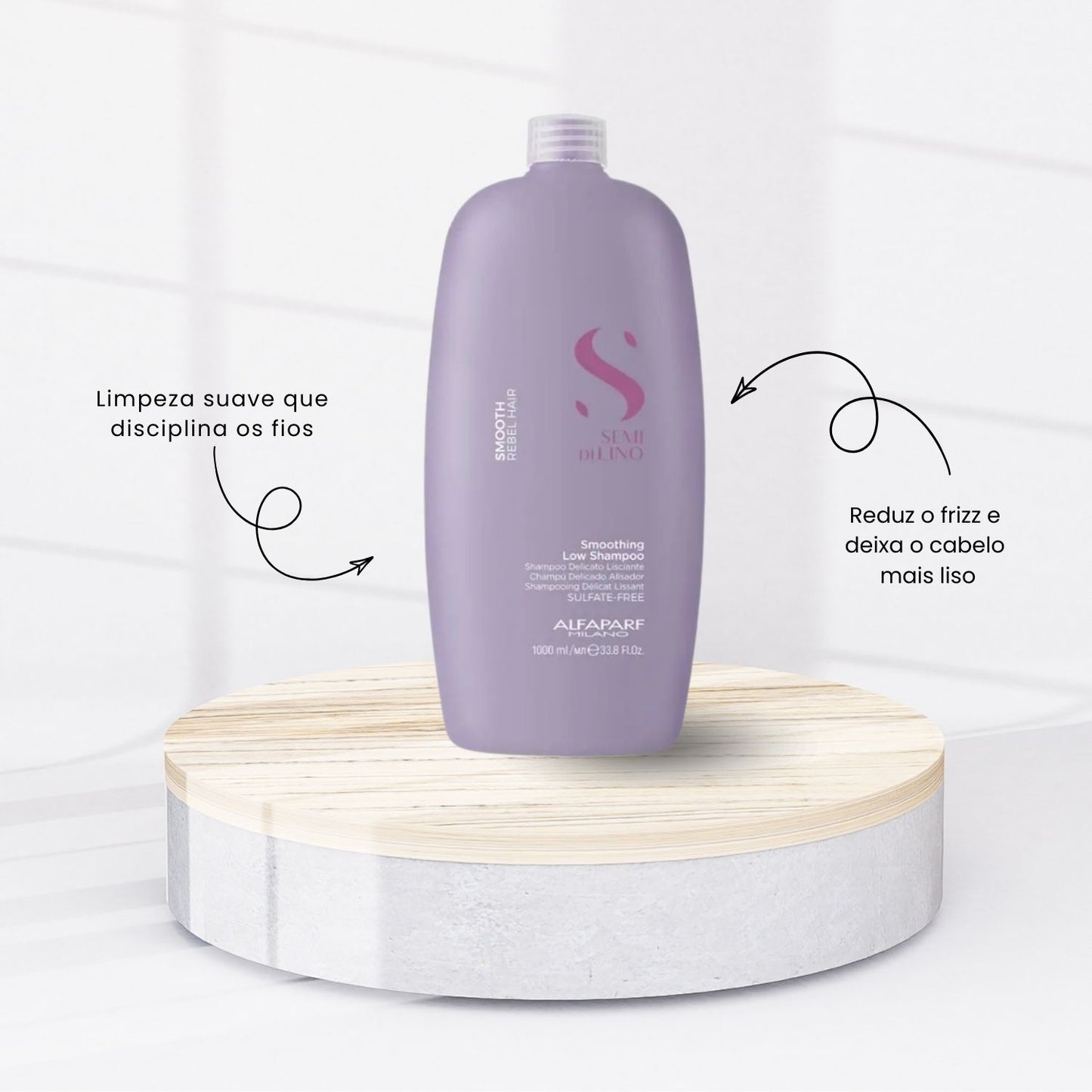 Kit Alfaparf Semi Di Lino Smoothing Rebel Hair Shampoo 1 Litro + Condicionador 1 Litro