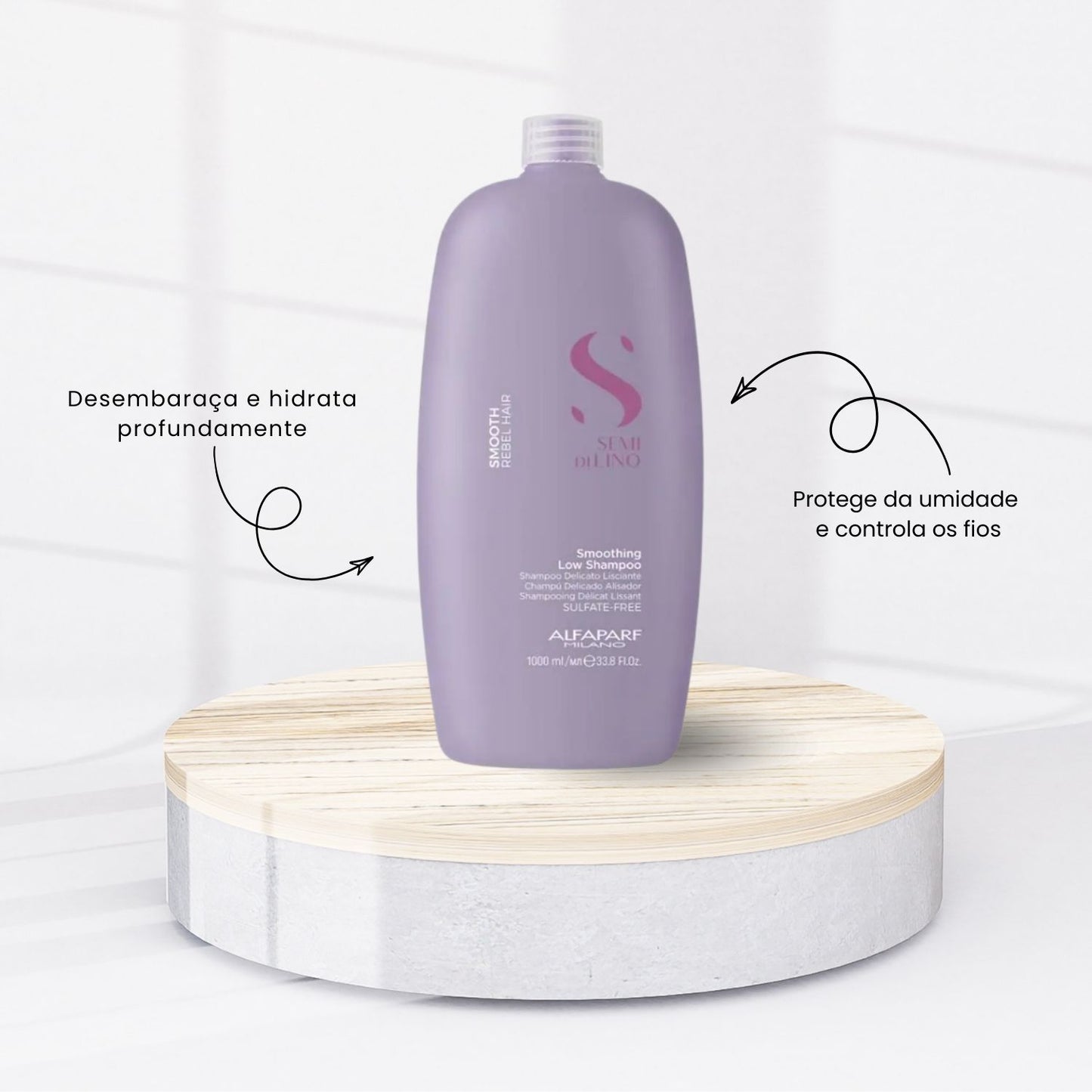 Kit Alfaparf Semi Di Lino Smoothing Rebel Hair Shampoo 1 Litro + Condicionador 1 Litro