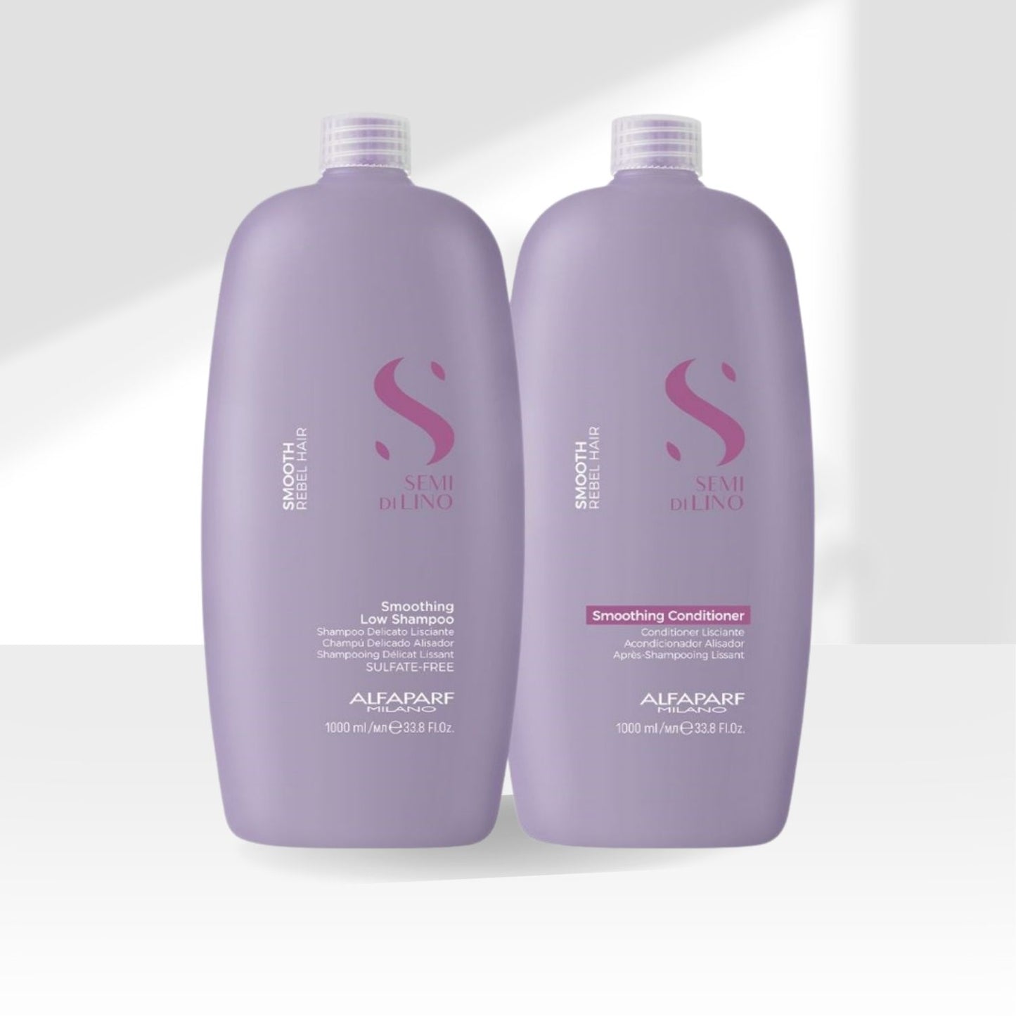 Kit Alfaparf Semi Di Lino Smoothing Rebel Hair Shampoo 1 Litro + Condicionador 1 Litro