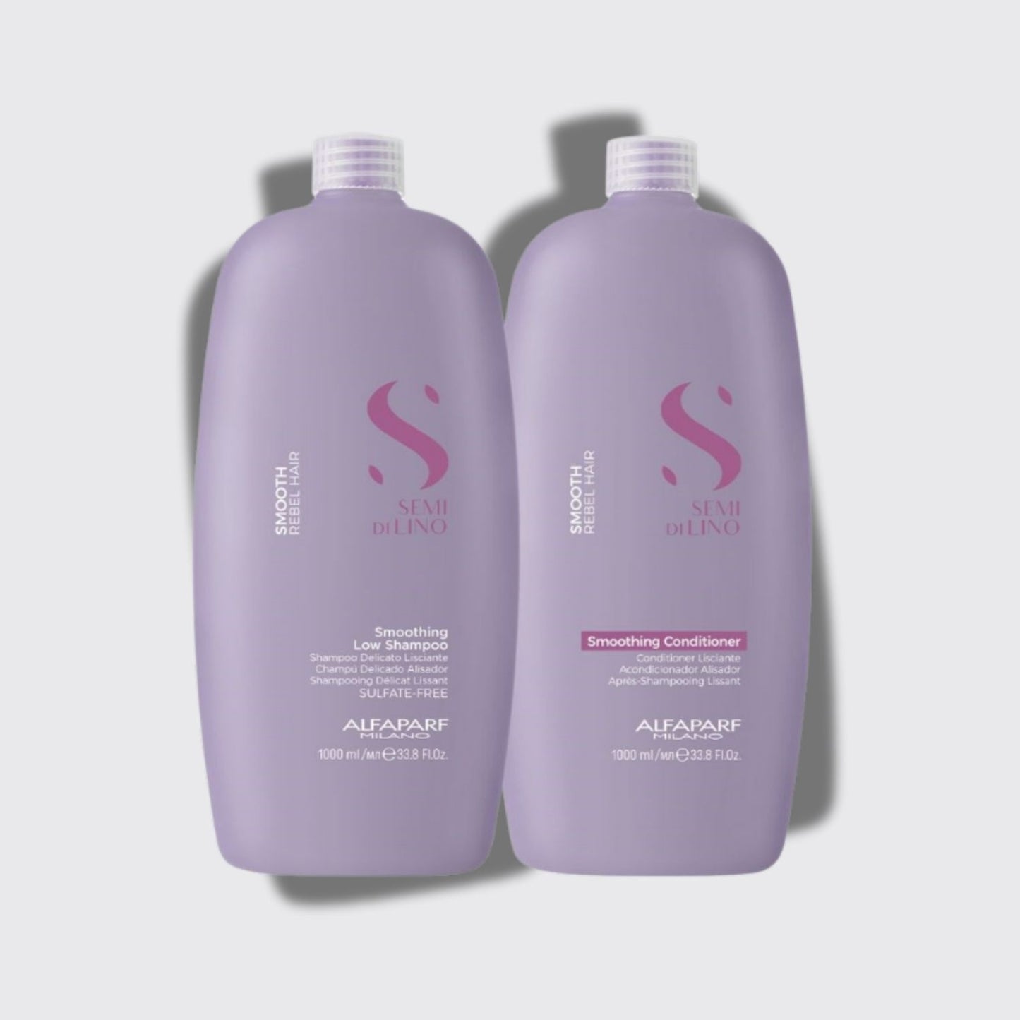 Kit Alfaparf Semi Di Lino Smoothing Rebel Hair Shampoo 1 Litro + Condicionador 1 Litro
