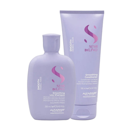 Kit Alfaparf Semi Di Lino Smoothing Rebel Hair Shampoo 250 ml + Condicionador 200 ml