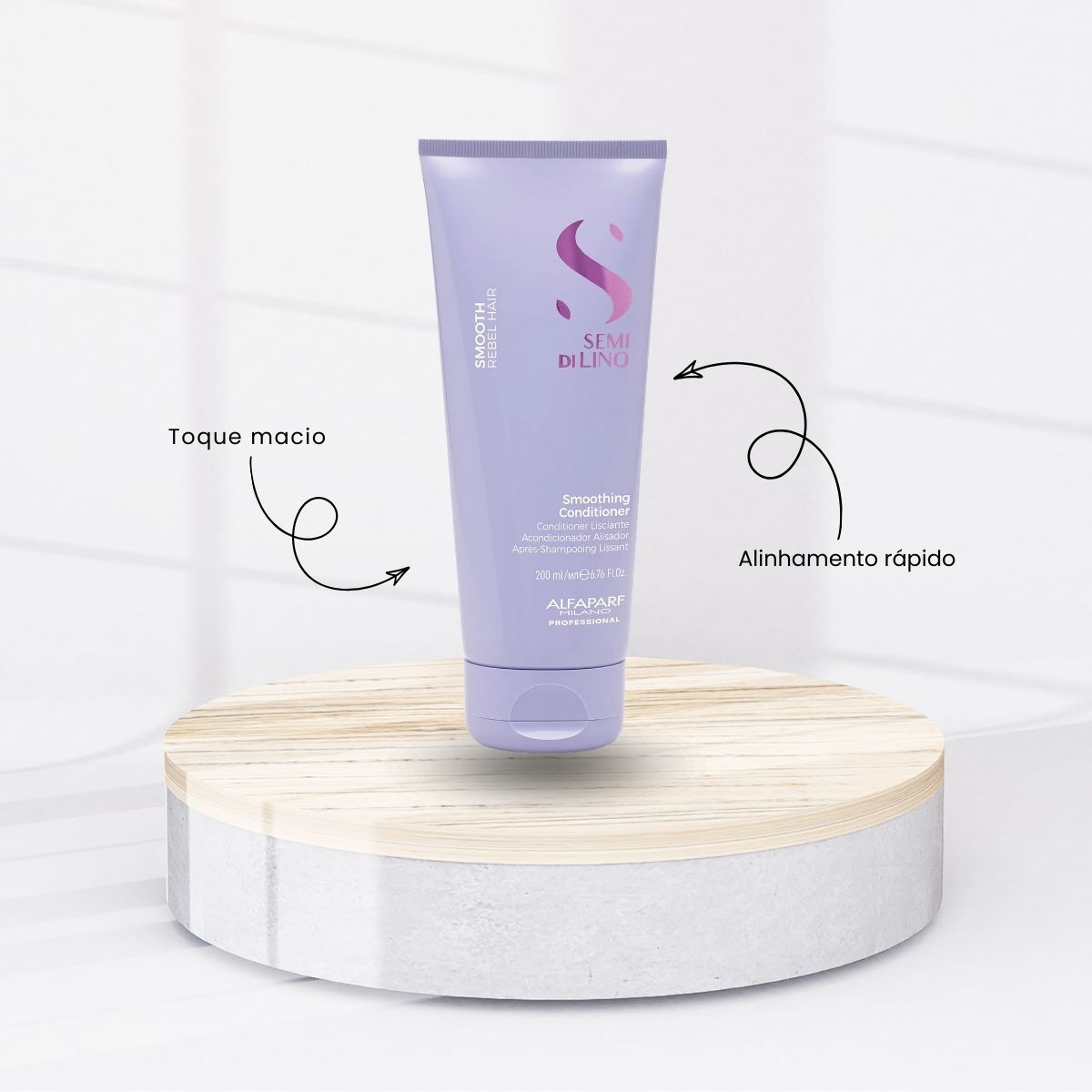 Kit Alfaparf Semi Di Lino Smoothing Rebel Hair Shampoo 250 ml + Condicionador 200 ml