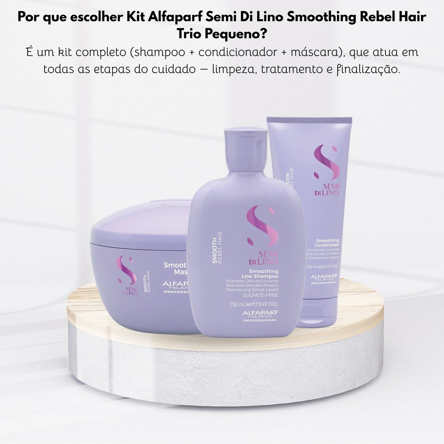 Kit Alfaparf Semi Di Lino Smoothing Rebel Hair Trio Pequeno